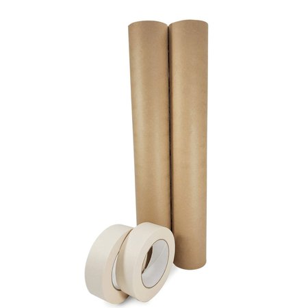 IDL PACKAGING 18in x 60 yd Masking Paper and 1 1/2in x 60 yd GP Masking Tape, for Covering, 2PK 2x GPH-18, 4457-112